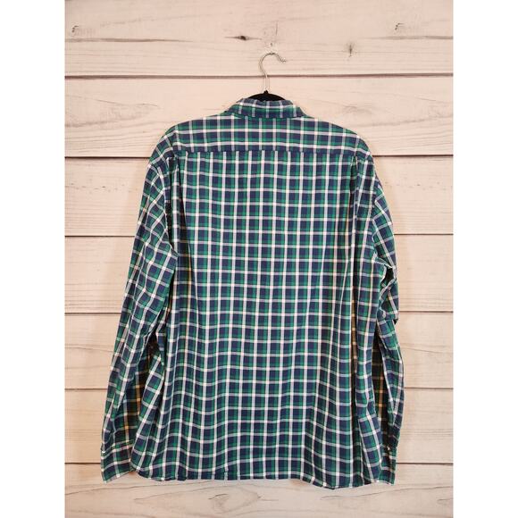J. Crew Men's Blue Green Plaid Flex Washed Slim Fit Button Down Shirt‎ Size XXL - Picture 2 of 6